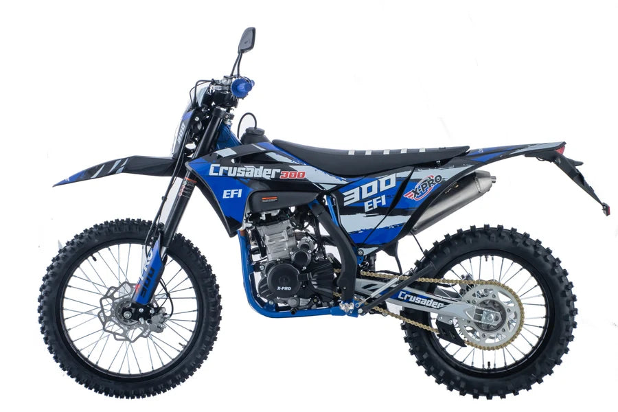 X-PRO Crusader 300 EFI Dirt Bike with 6-Speed Manual Transmission, Electric Start! Big 21"/18" Wheels!