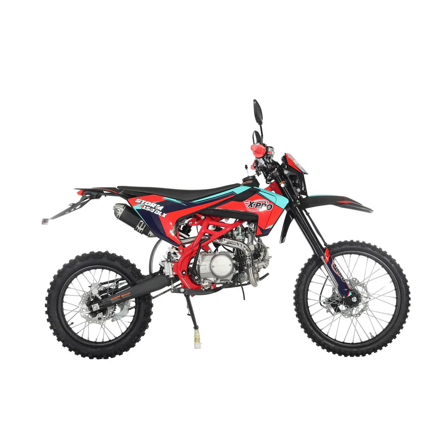 X-PRO Storm DLX 150 Dirt Bike with All Lights, 4-Speed Manual Transmission, Electric/Kick Start, Big 19in/16in Tires!
