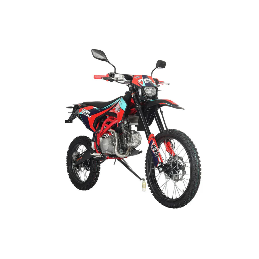 X-PRO Storm DLX 150 Dirt Bike with All Lights, 4-Speed Manual Transmission, Electric/Kick Start, Big 19in/16in Tires!