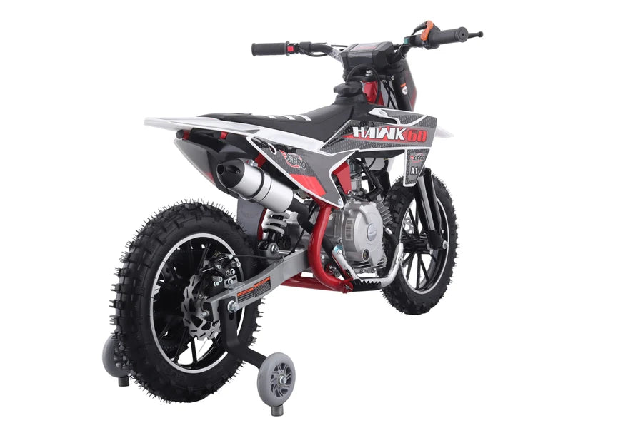 X-PRO Hawk 60 Dirt Bike with CVT Transmission, Electric start, Disc Brake! 10in Wheels! With Free Training Wheels!