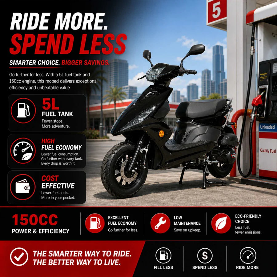 X-PRO Bali 150cc Moped Scooter with 10" Wheels! Electric Start, Large Headlights!