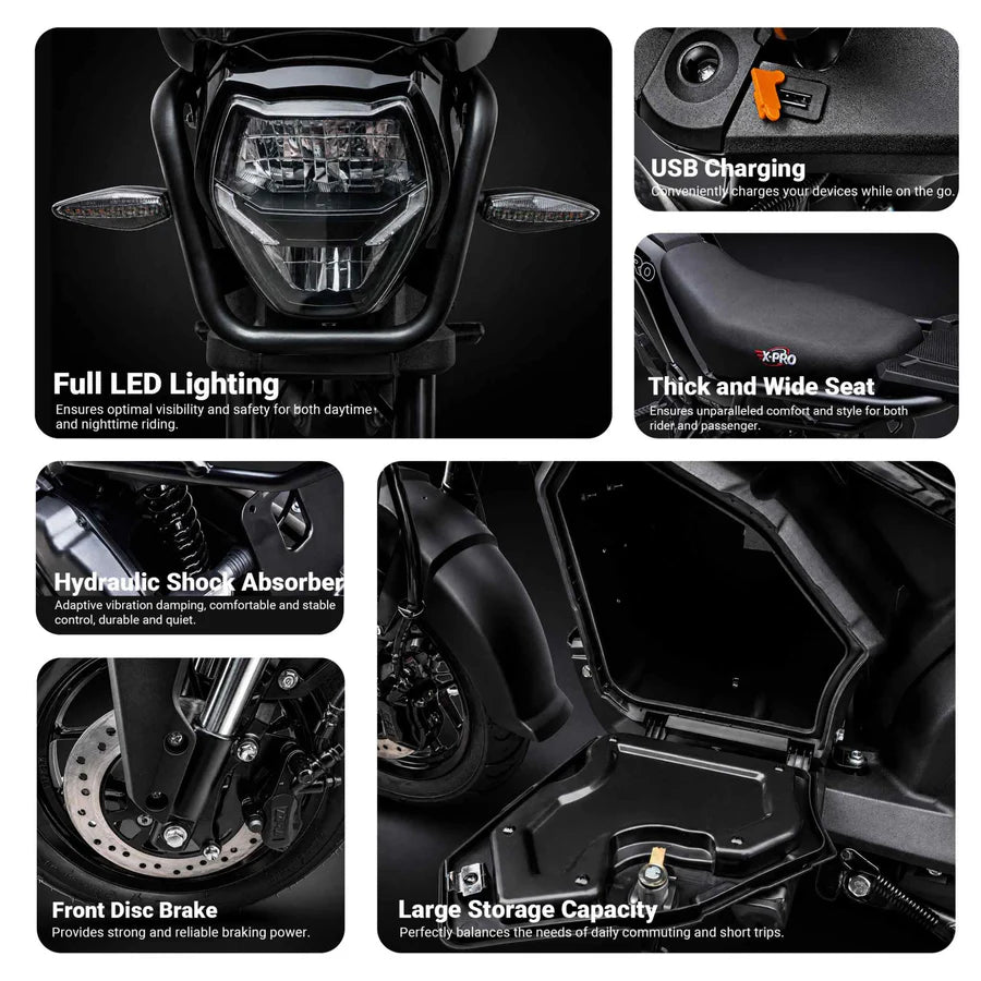 X-PRO Trail 150 Motorcycle with Automatic Transmission, Electric/Kick Start! 12"/10" Aluminum Wheels! LED Lights!