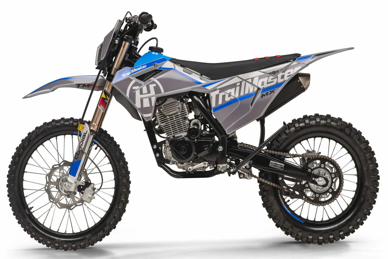TrailMaster MX250-Pro Dirt Bike, 5-Speed Manual, Dual Disc Brakes, Electric Start (21/18) Wheels