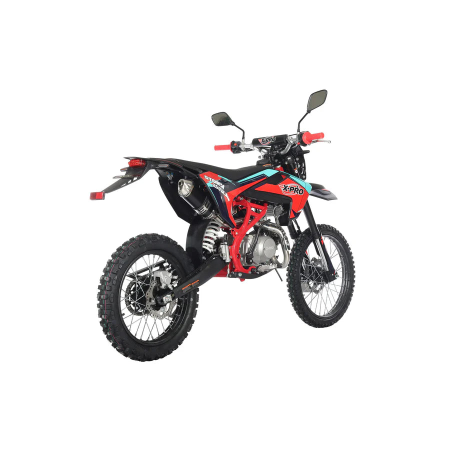 X-PRO Storm DLX 150 Dirt Bike with All Lights, 4-Speed Manual Transmission, Electric/Kick Start, Big 19in/16in Tires!