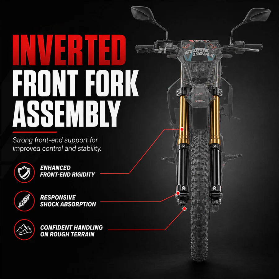 X-PRO Storm DLX 150 Dirt Bike with All Lights, 4-Speed Manual Transmission, Electric/Kick Start, Big 19in/16in Tires!