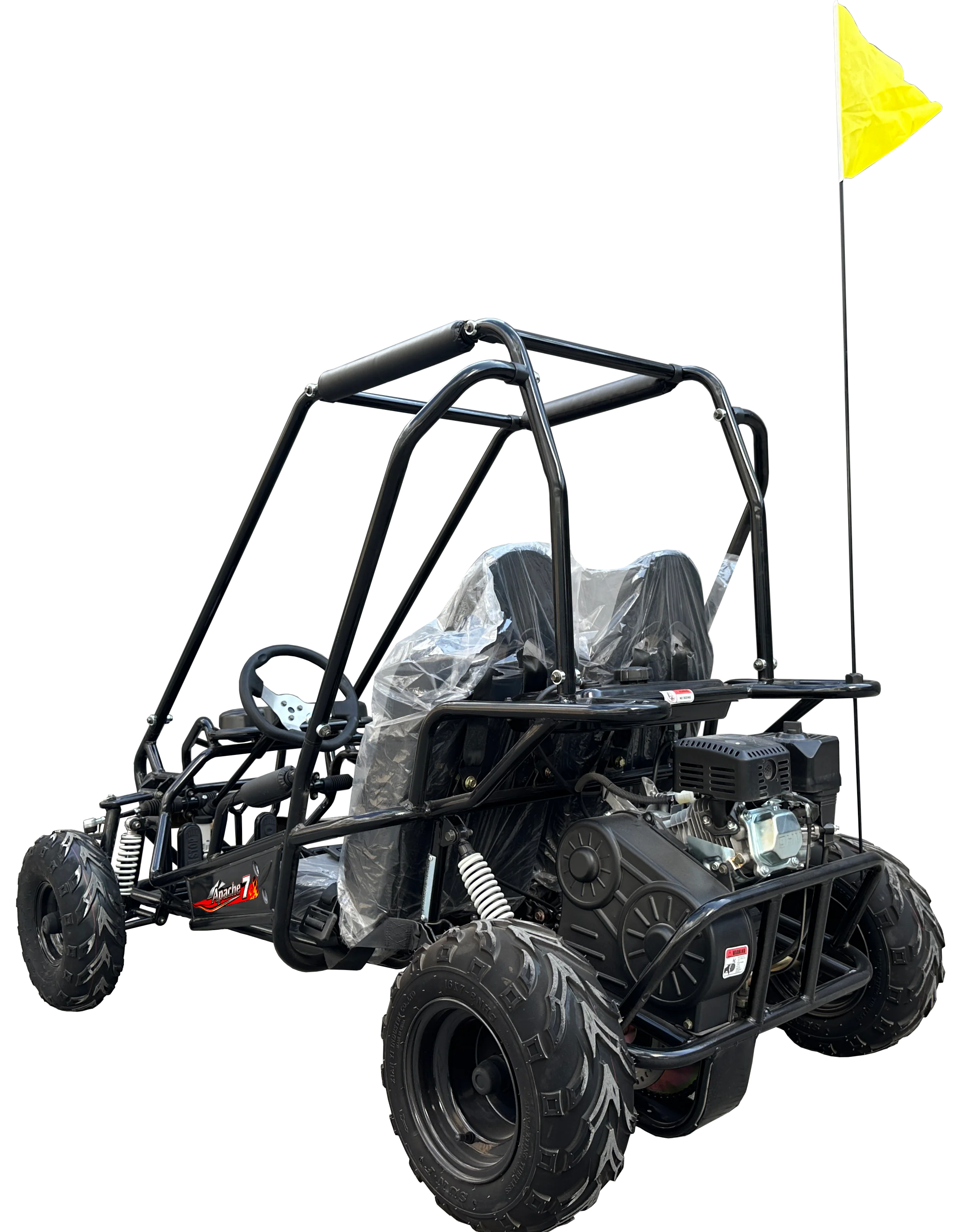 TrailMaster Apache 7 212cc Youth Go Kart for Kids Ages 10+ – Full Roll Cage, High-Back Seats, Over-the-Shoulder Harnesses, Air-Cooled Engine