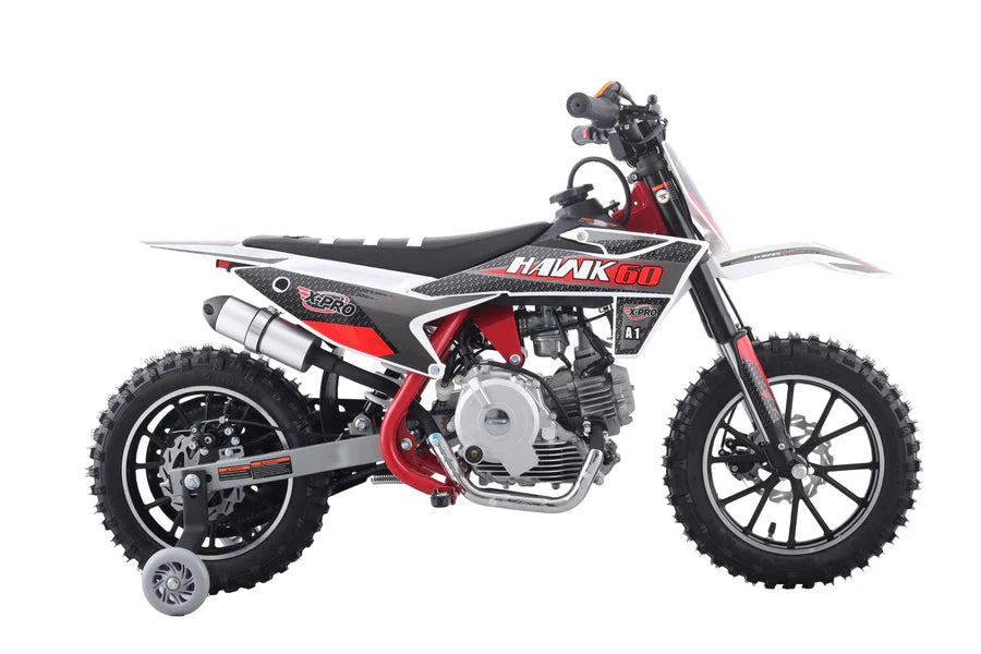 X-PRO Hawk 60 Dirt Bike with CVT Transmission, Electric start, Disc Brake! 10in Wheels! With Free Training Wheels!