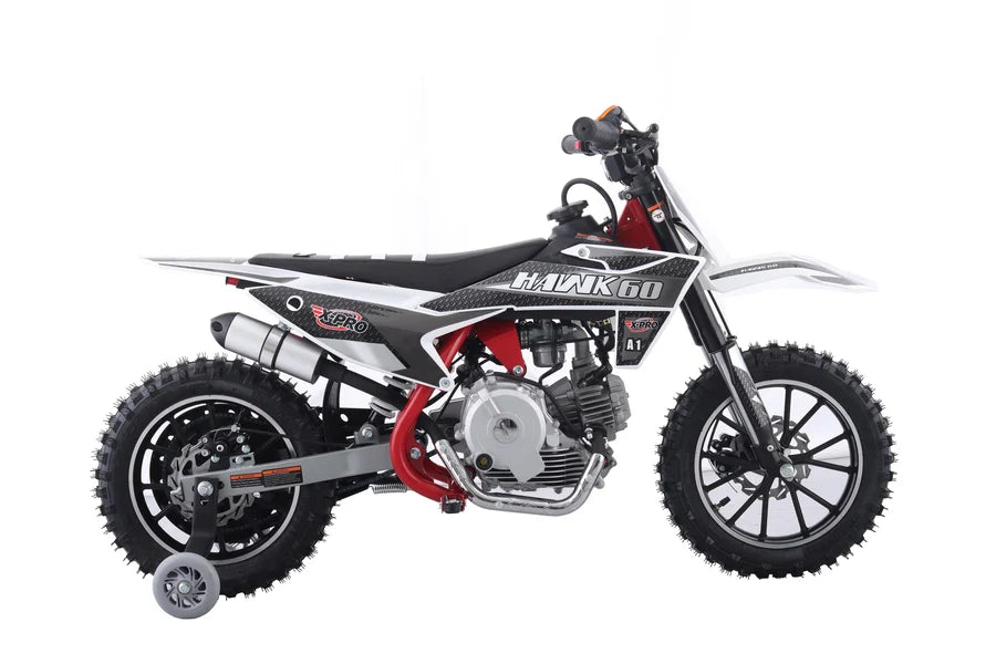 X-PRO Hawk 60 Dirt Bike with CVT Transmission, Electric start, Disc Brake! 10in Wheels! With Free Training Wheels!