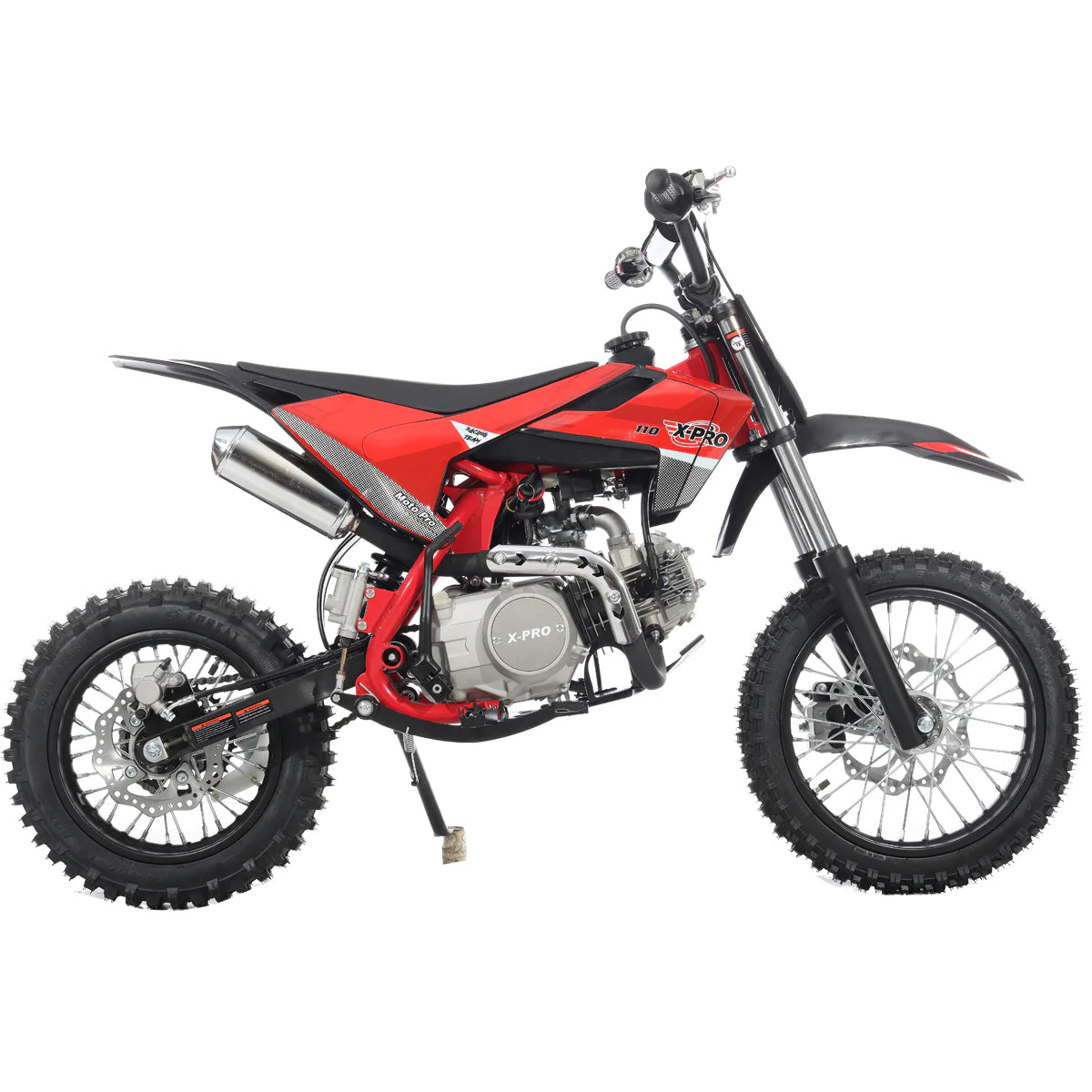X-PRO X29 110cc K013 Dirt Bike with Automatic Transmission, Electric Start, Big 14in/12in Tires! Cradle Type Steel Tube Frame!