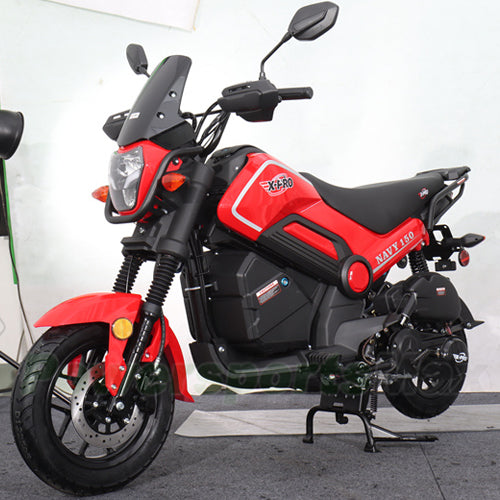 X-PRO Navy 150 Motorcycle with Automatic Transmission, Electric/Kick Start! 12"/10" Aluminum Wheels
