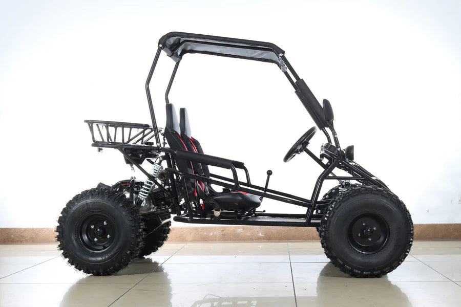 X-PRO Rover 125cc Go Kart with 3-Speed Semi-Automatic Transmission w/Reverse, LED Headlights, Big 19in/18in Wheels!