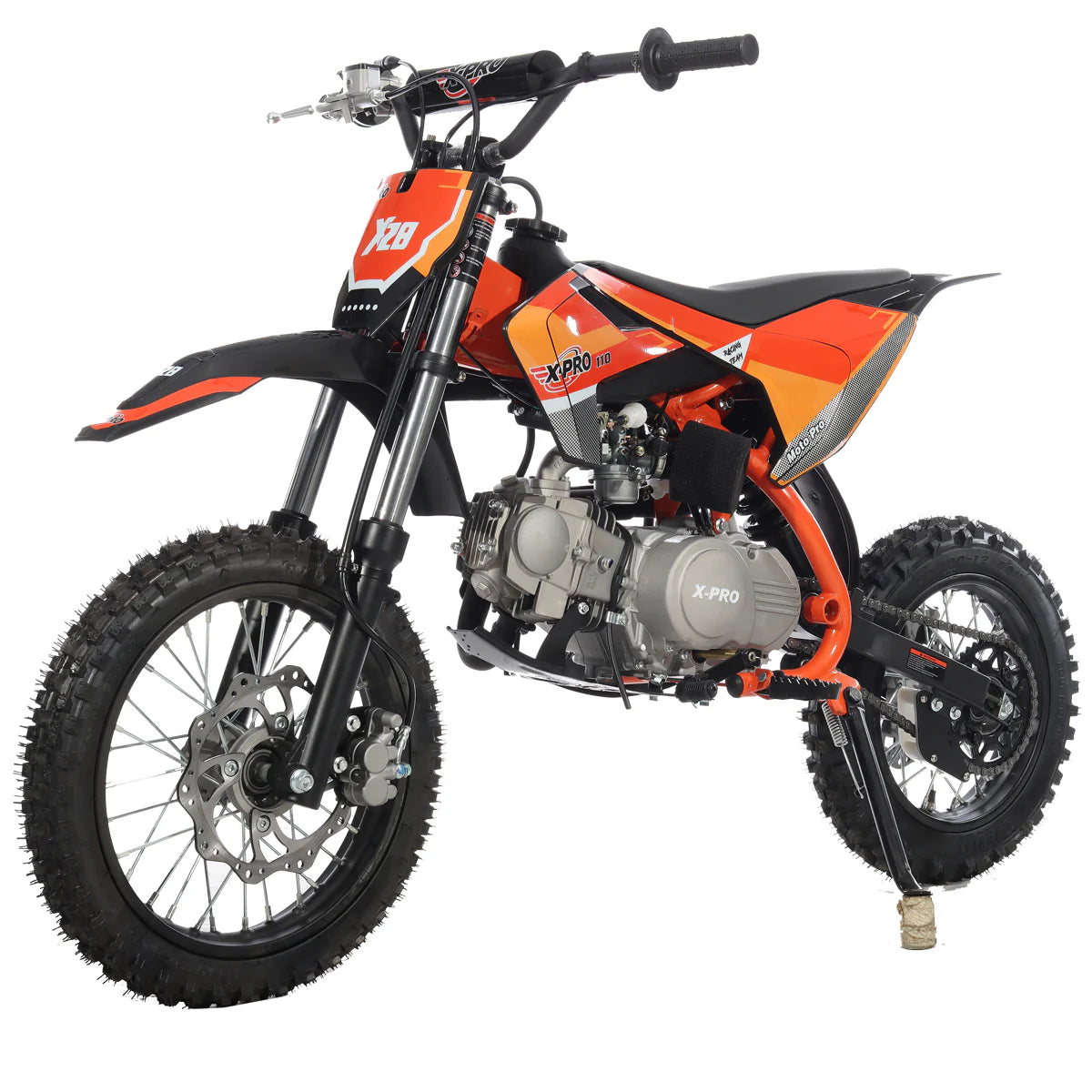 X-PRO X29 110cc K013 Dirt Bike with Automatic Transmission, Electric Start, Big 14in/12in Tires! Cradle Type Steel Tube Frame!