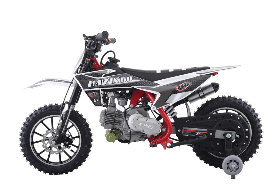 X-PRO Hawk 60 Dirt Bike with CVT Transmission, Electric start, Disc Brake! 10in Wheels! With Free Training Wheels!