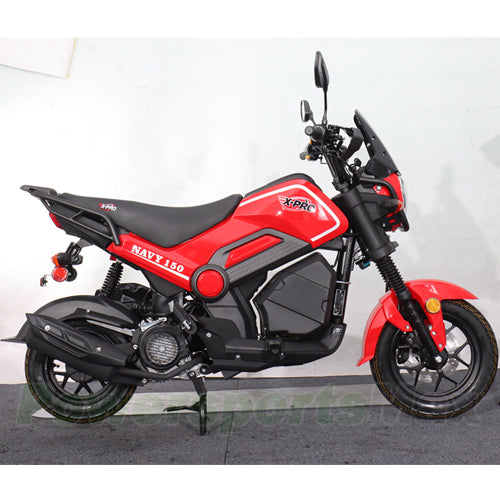 X-PRO Navy 150 Motorcycle with Automatic Transmission, Electric/Kick Start! 12"/10" Aluminum Wheels