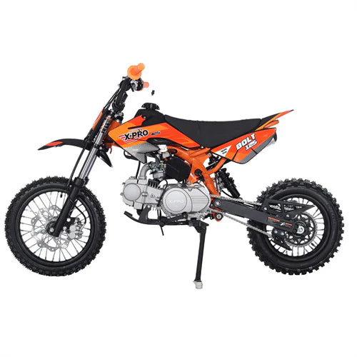 X-PRO Bolt 125cc Dirt Bike with 4-Speed Semi-Automatic Transmission, Kick Start, Big 14in/12in Tires! Zongshen Brand Engine!