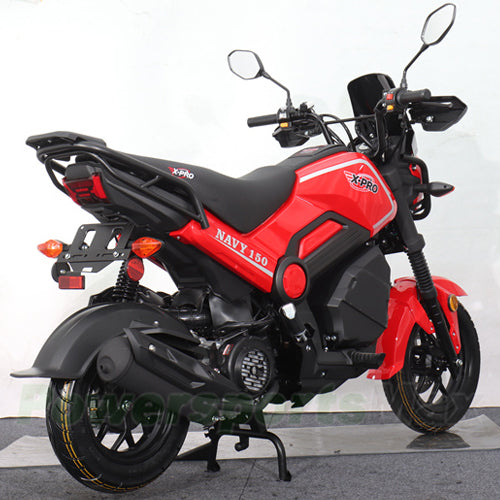 X-PRO Navy 150 Motorcycle with Automatic Transmission, Electric/Kick Start! 12"/10" Aluminum Wheels