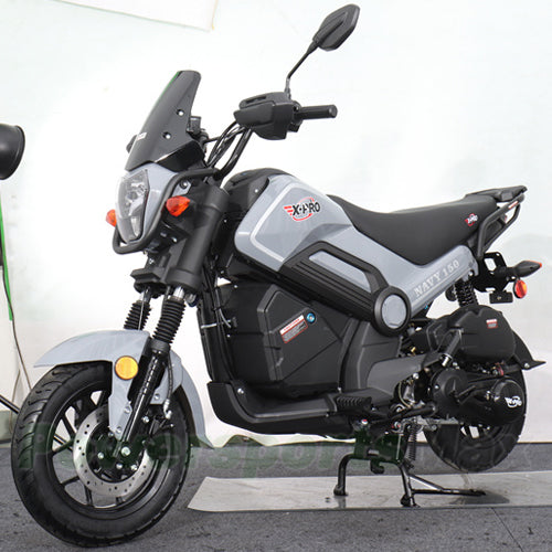 X-PRO Navy 150 Motorcycle with Automatic Transmission, Electric/Kick Start! 12"/10" Aluminum Wheels