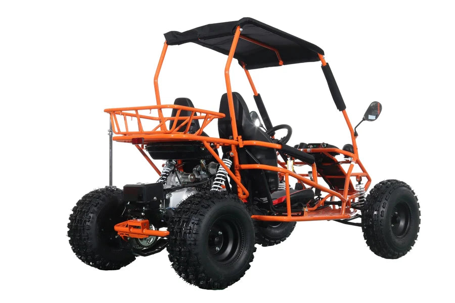 X-PRO Rover 150 Go Kart with 3-Speed Semi-Automatic Transmission w/Reverse, LED Headlights, Big 19in/18in Wheels!