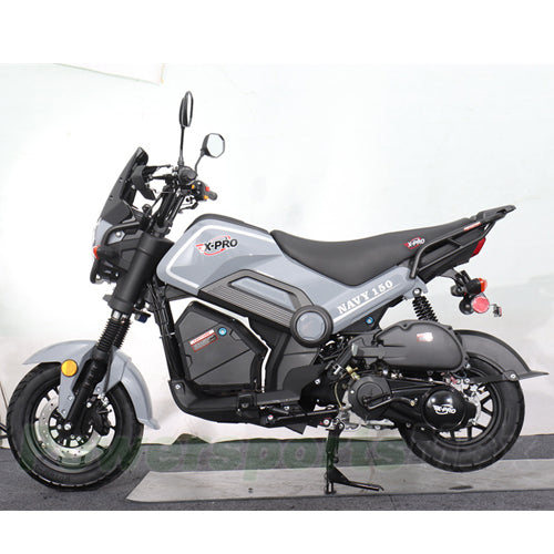 X-PRO Navy 150 Motorcycle with Automatic Transmission, Electric/Kick Start! 12"/10" Aluminum Wheels