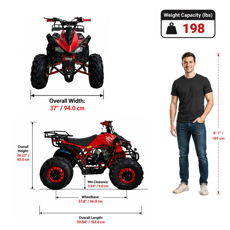 X-PRO Leopard 125cc ATV with Automatic Transmission w/Reverse, Remote Control! Big 19in/18inTires!