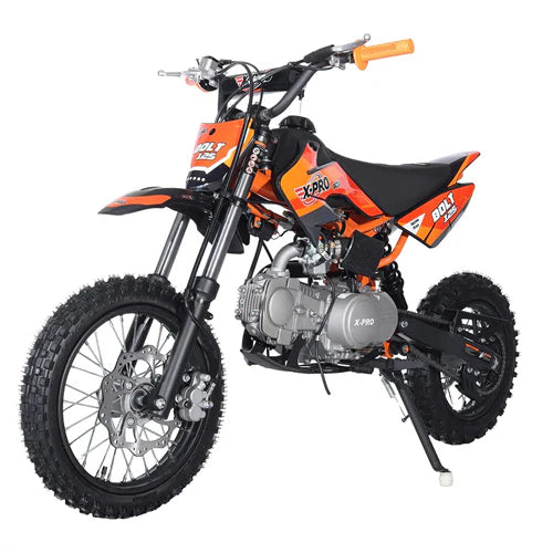 X-PRO Bolt 125cc Dirt Bike with 4-Speed Manual Transmission, Kick Start, Big 14in/12in Tires! Zongshen Brand Engine!