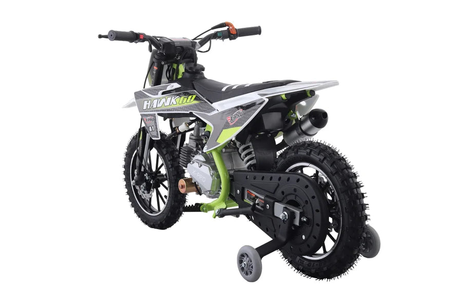 X-PRO Hawk 60 Dirt Bike with CVT Transmission, Electric start, Disc Brake! 10in Wheels! With Free Training Wheels!