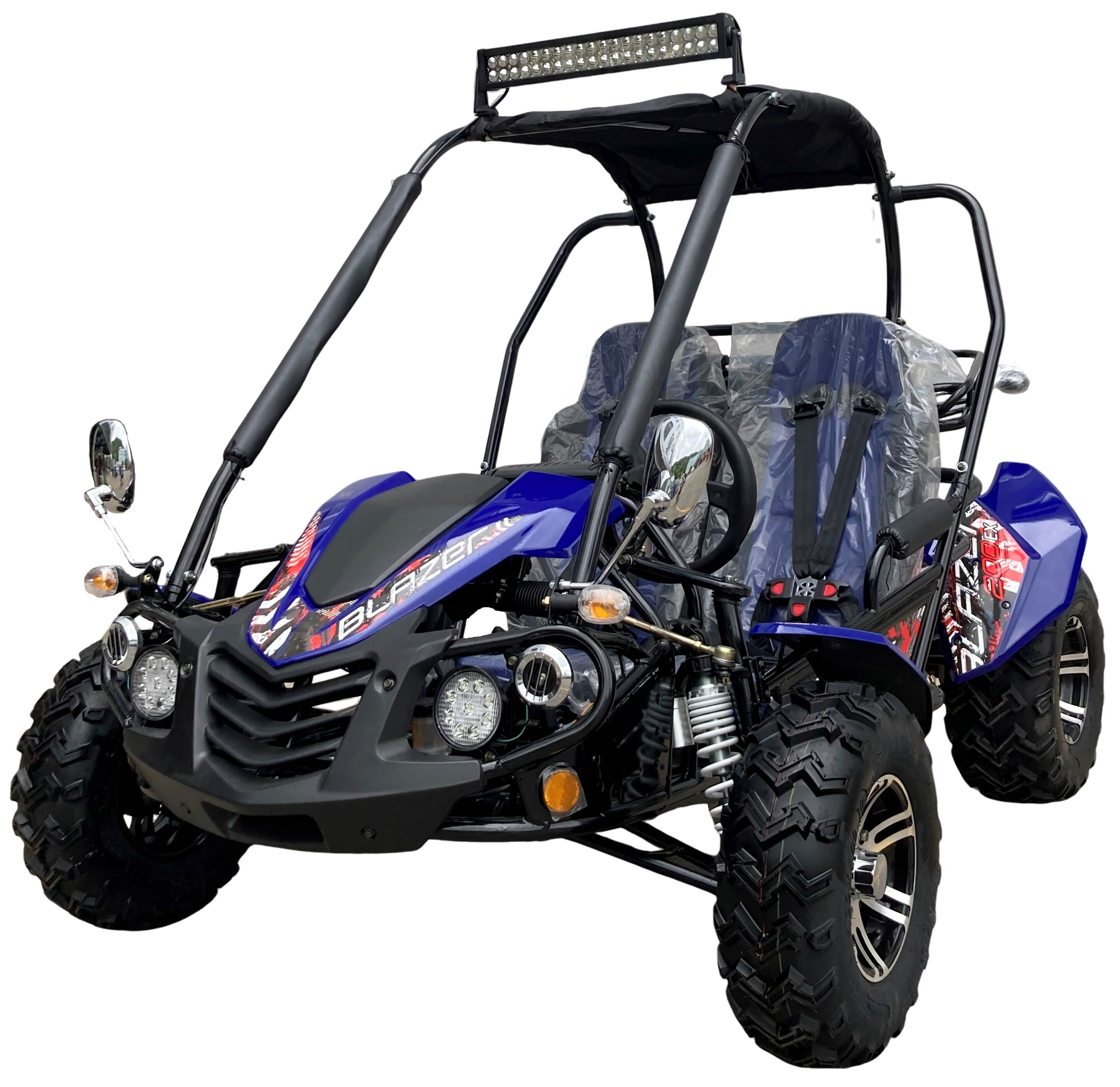 TrailMaster Blazer 200EX EFI Buggy Go Kart, LED Light Bar, Windshield Included
