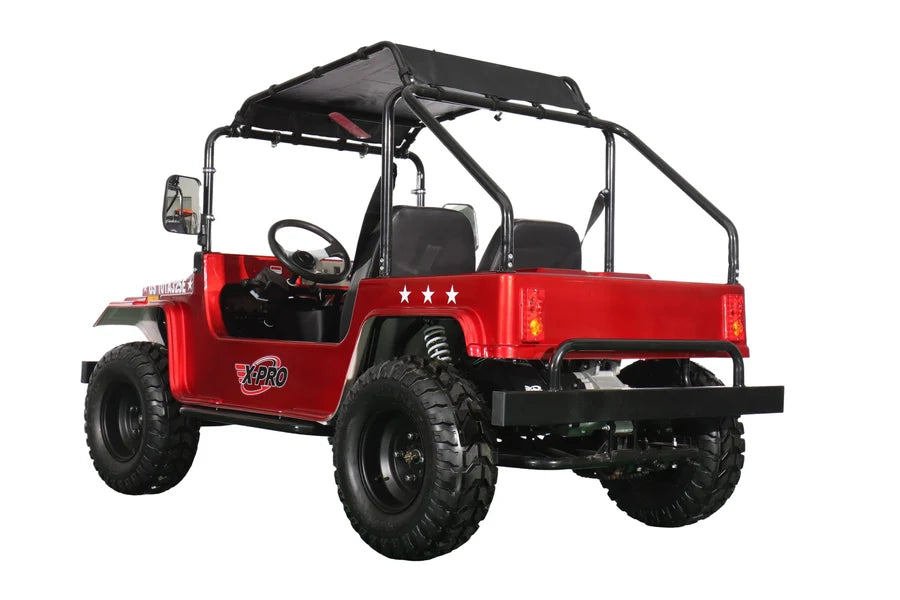 X-PRO Ridge 200 Jeep with CVT Transmission w/Reverse! with Windshield & Soft Top, 4-Wheel Disc Brakes, Big 20.5” Wheels!