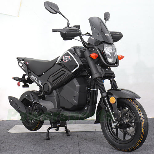 X-PRO Navy 150 Motorcycle with Automatic Transmission, Electric/Kick Start! 12"/10" Aluminum Wheels