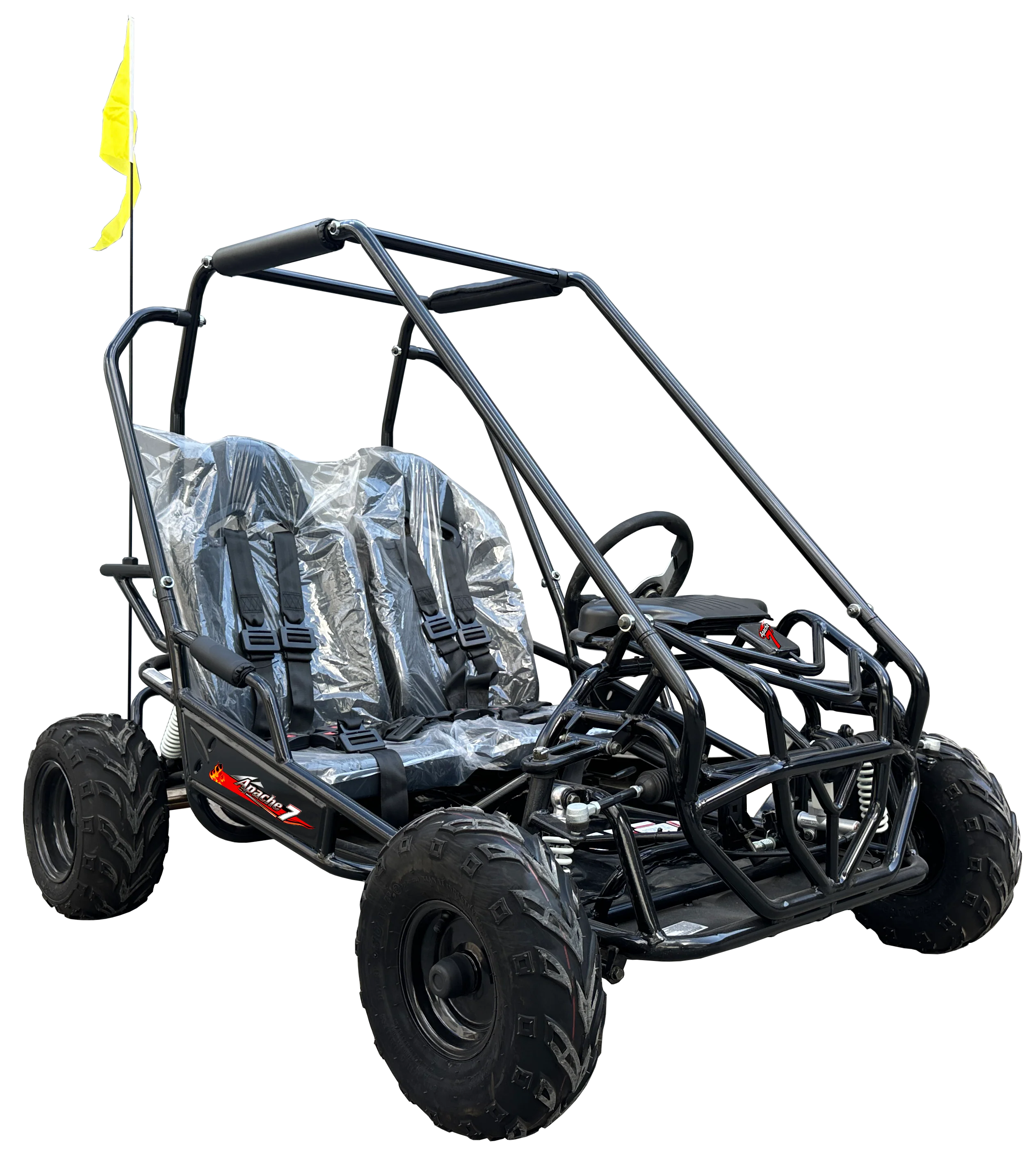 TrailMaster Apache 7 212cc Youth Go Kart for Kids Ages 10+ – Full Roll Cage, High-Back Seats, Over-the-Shoulder Harnesses, Air-Cooled Engine