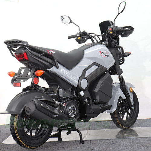 X-PRO Navy 150 Motorcycle with Automatic Transmission, Electric/Kick Start! 12"/10" Aluminum Wheels