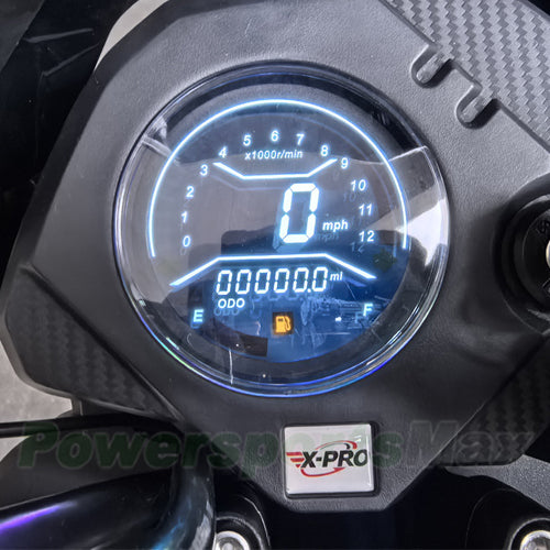 X-PRO Navy 150 Motorcycle with Automatic Transmission, Electric/Kick Start! 12"/10" Aluminum Wheels