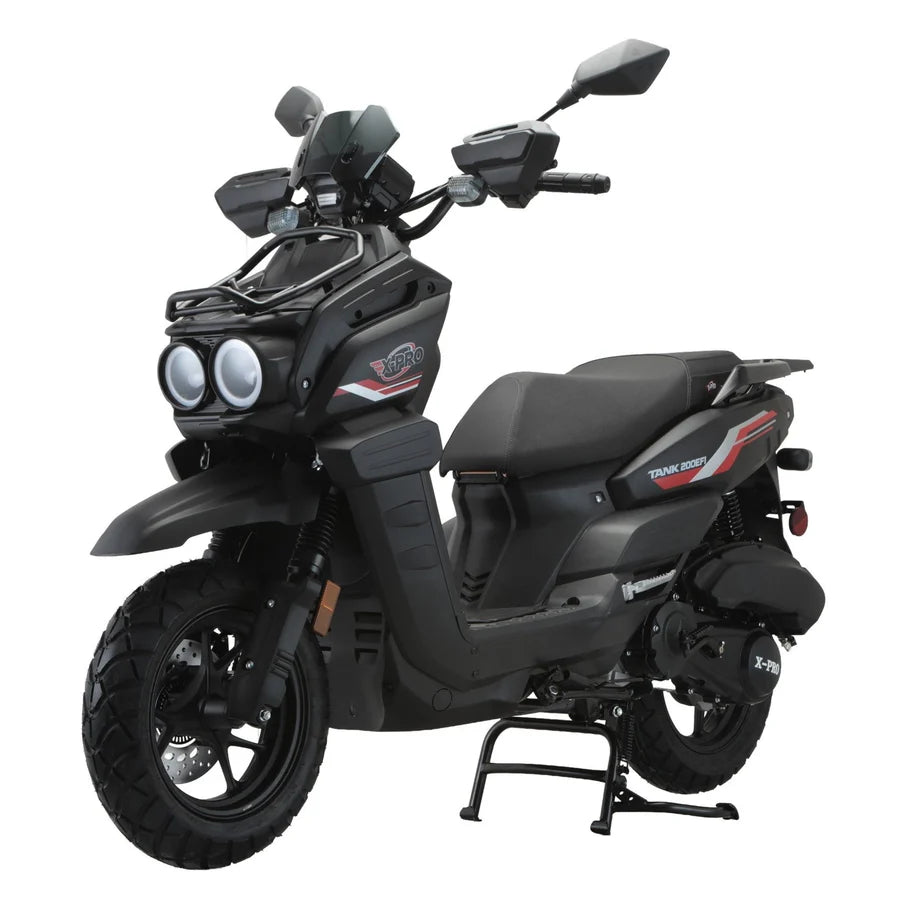 X-PRO TANK 200 EFI Electronic Fuel Injection Moped Scooter with 12" Alloy Wheels! LED Lights!