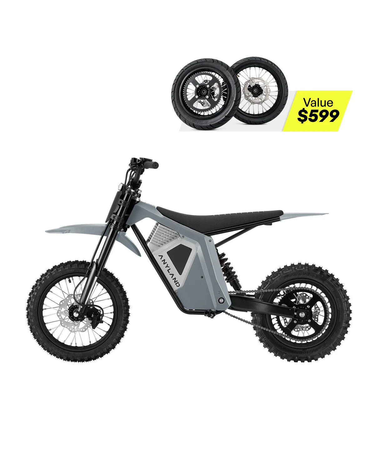Anyland Rev Pro Electric Dirt Bike + Supermoto Wheel Set