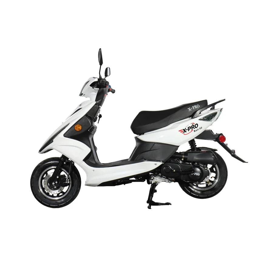 X-PRO Bali 50cc Moped Scooter with 10" Wheels! Electric/Kick Start! Large LED Headlights!