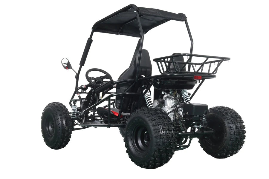 X-PRO Rover 150 Go Kart with 3-Speed Semi-Automatic Transmission w/Reverse, LED Headlights, Big 19in/18in Wheels!