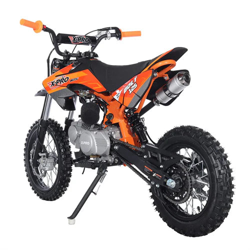 X-PRO Bolt 125cc Dirt Bike with 4-Speed Semi-Automatic Transmission, Kick Start, Big 14in/12in Tires! Zongshen Brand Engine!