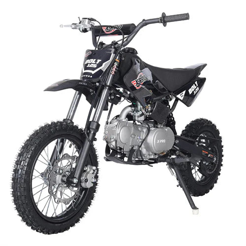 X-PRO Bolt 125cc Dirt Bike with 4-Speed Semi-Automatic Transmission, Kick Start, Big 14in/12in Tires! Zongshen Brand Engine!
