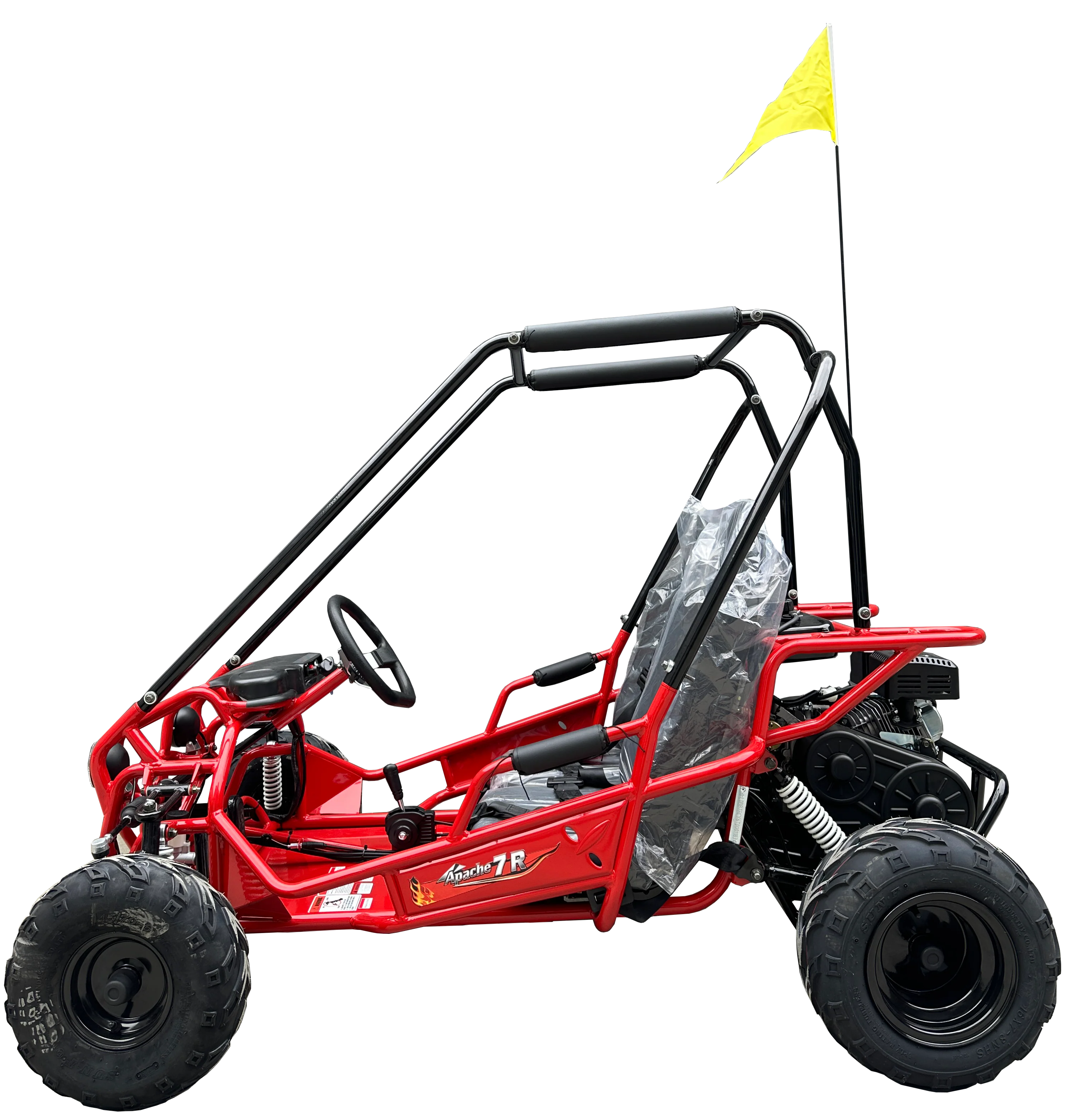 TrailMaster Apache 7 212cc Youth Go Kart for Kids Ages 10+ – Full Roll Cage, High-Back Seats, Over-the-Shoulder Harnesses, Air-Cooled Engine