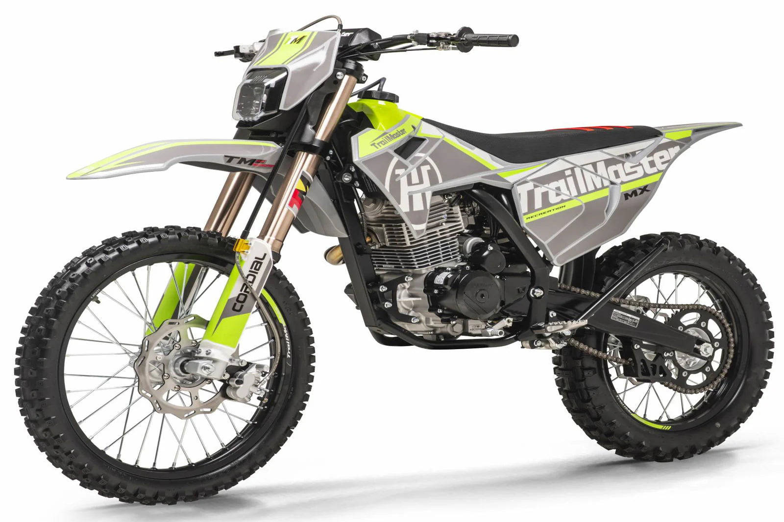 TrailMaster MX250-Pro Dirt Bike, 5-Speed Manual, Dual Disc Brakes, Electric Start (21/18) Wheels