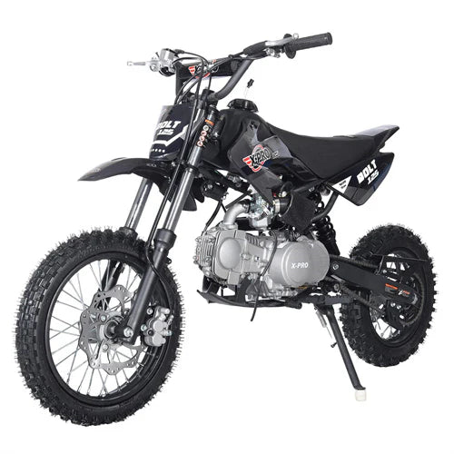 X-PRO Bolt 125cc Dirt Bike with 4-Speed Manual Transmission, Kick Start, Big 14in/12in Tires! Zongshen Brand Engine!