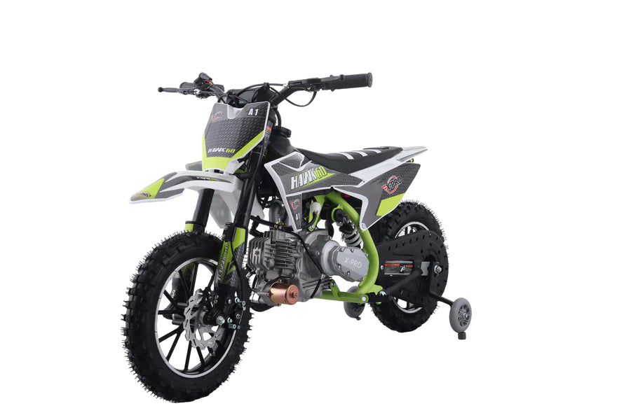 X-PRO Hawk 60 Dirt Bike with CVT Transmission, Electric start, Disc Brake! 10in Wheels! With Free Training Wheels!