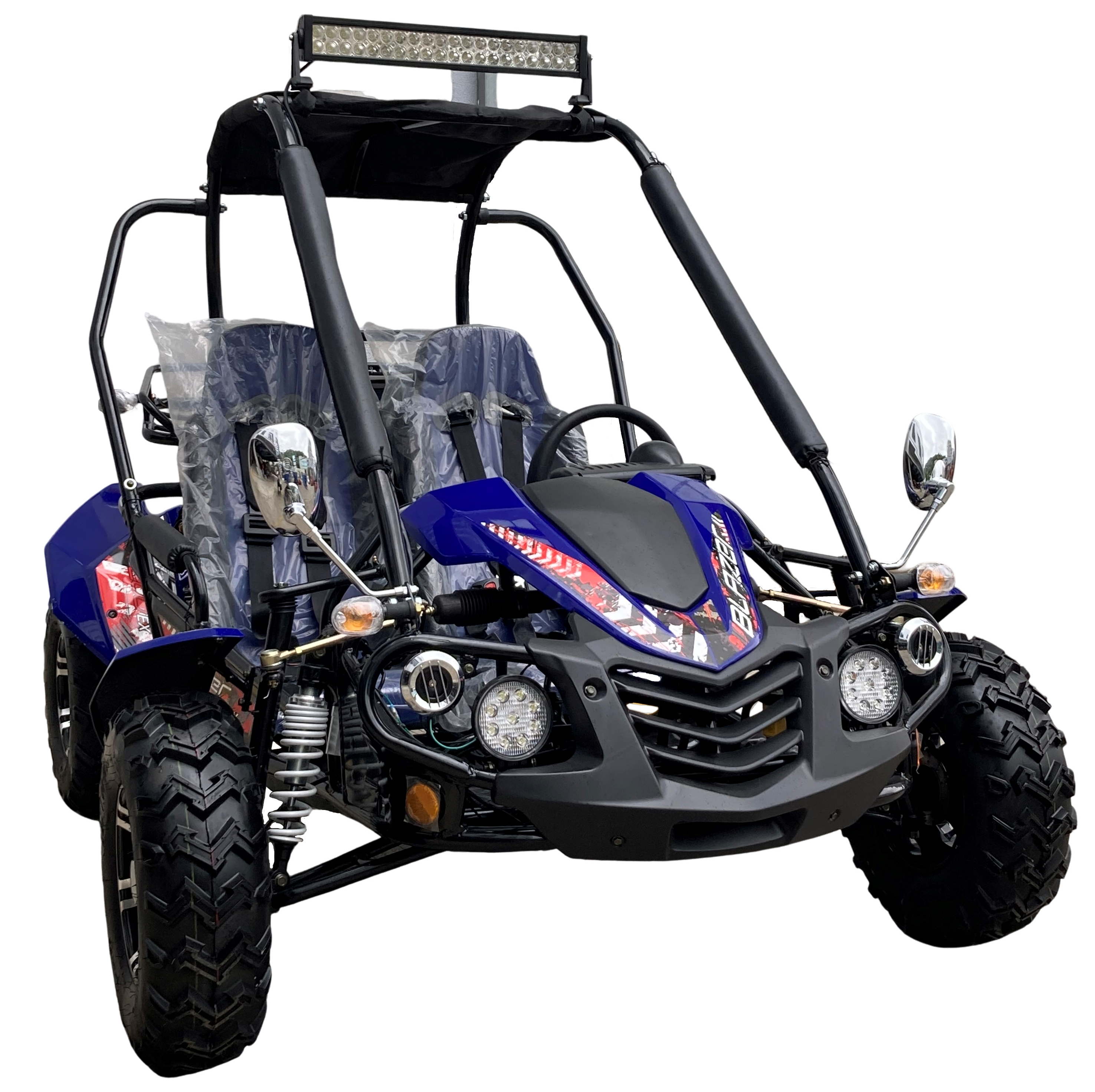 TrailMaster Blazer 200EX EFI Buggy Go Kart, LED Light Bar, Windshield Included