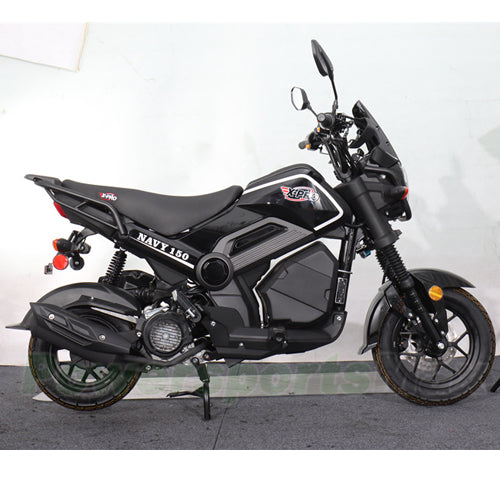 X-PRO Navy 150 Motorcycle with Automatic Transmission, Electric/Kick Start! 12"/10" Aluminum Wheels