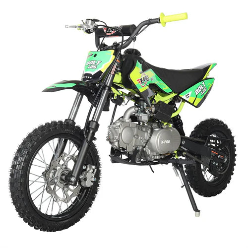 X-PRO Bolt 125cc Dirt Bike with 4-Speed Semi-Automatic Transmission, Kick Start, Big 14in/12in Tires! Zongshen Brand Engine!