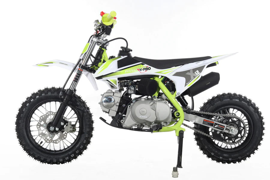 X-PRO X12 110cc Dirt Bike with Automatic Transmission, Electric Start, 12in/10in Wheels!