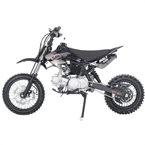 X-PRO Bolt 125cc Dirt Bike with 4-Speed Manual Transmission, Kick Start, Big 14in/12in Tires! Zongshen Brand Engine!