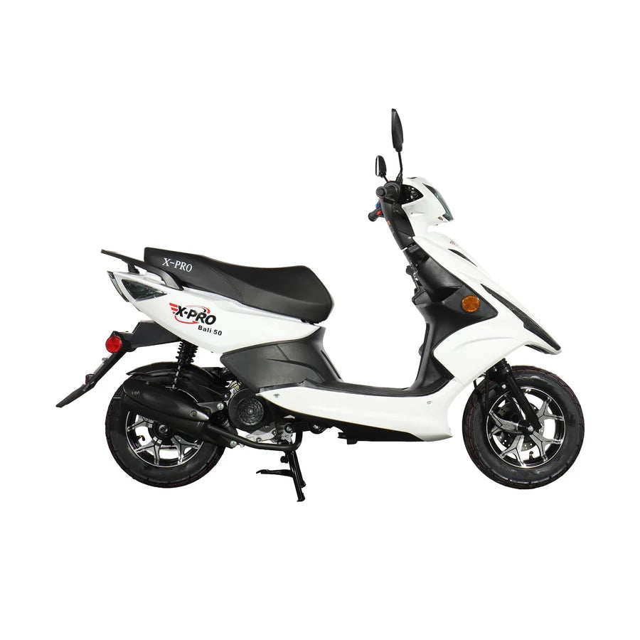 X-PRO Bali 50cc Moped Scooter with 10" Wheels! Electric/Kick Start! Large LED Headlights!