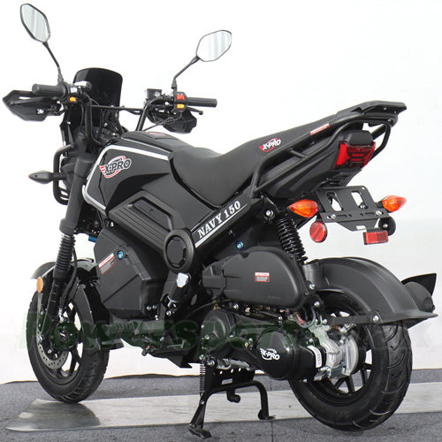 X-PRO Navy 150 Motorcycle with Automatic Transmission, Electric/Kick Start! 12"/10" Aluminum Wheels