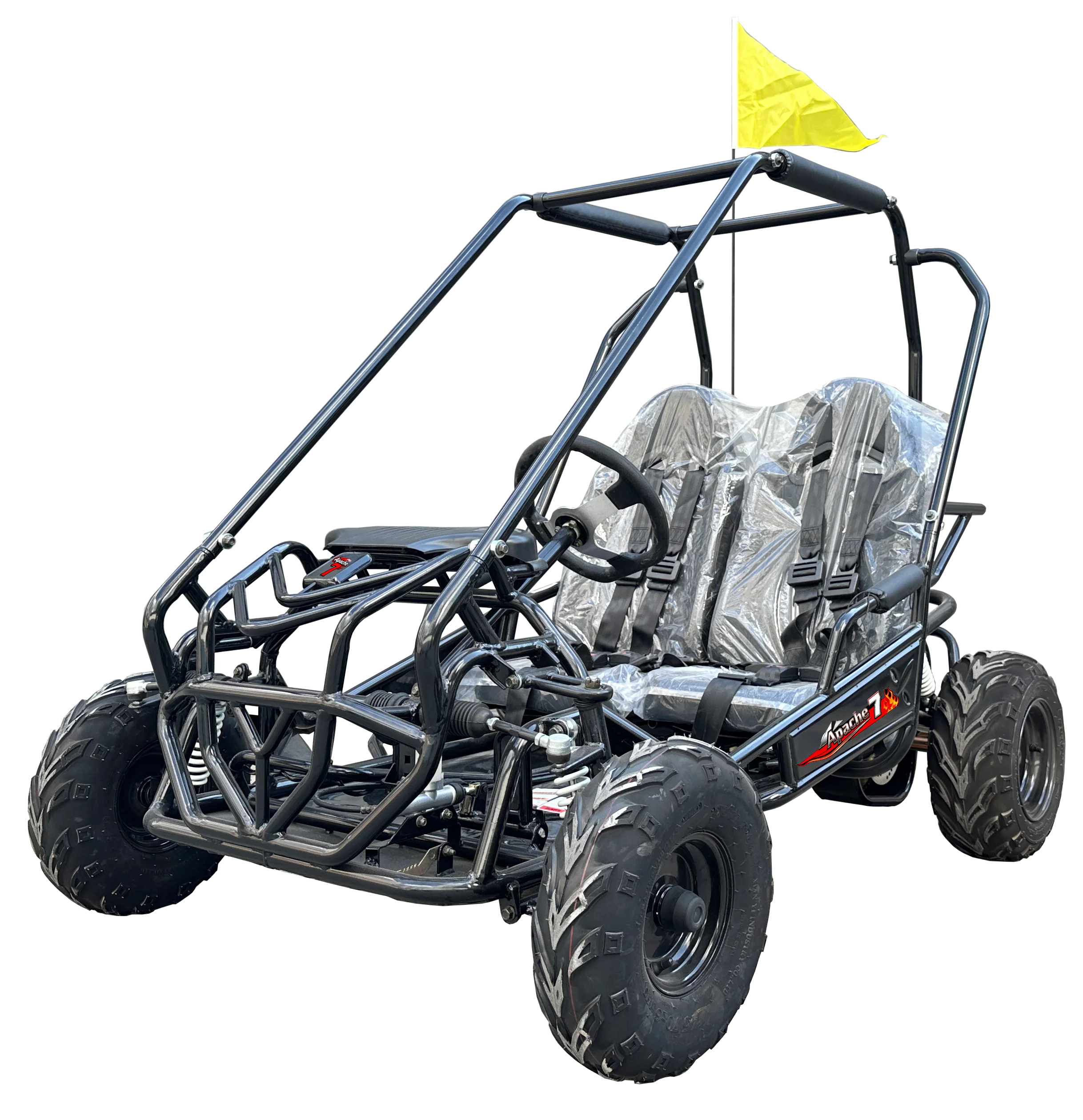 TrailMaster Apache 7 212cc Youth Go Kart for Kids Ages 10+ – Full Roll Cage, High-Back Seats, Over-the-Shoulder Harnesses, Air-Cooled Engine